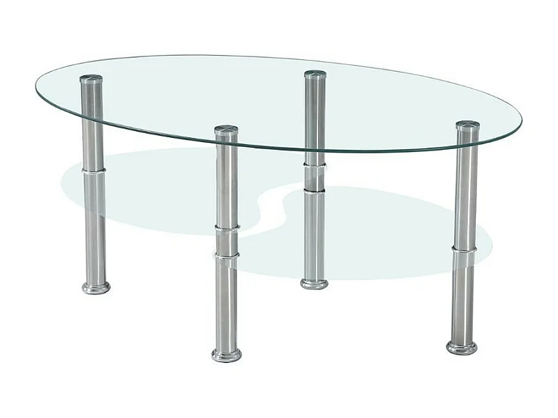 Tavolino ovale da salotto con 3 piani in vetro 90x55x45 Mimas