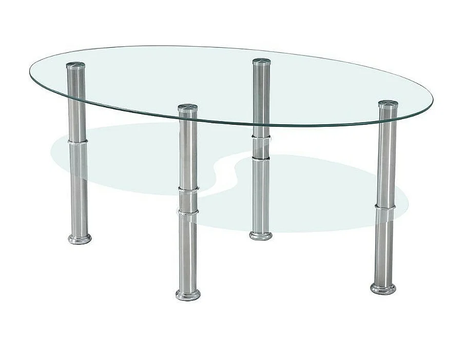 Tavolino ovale da salotto con 3 piani in vetro 90x55x45 Mimas