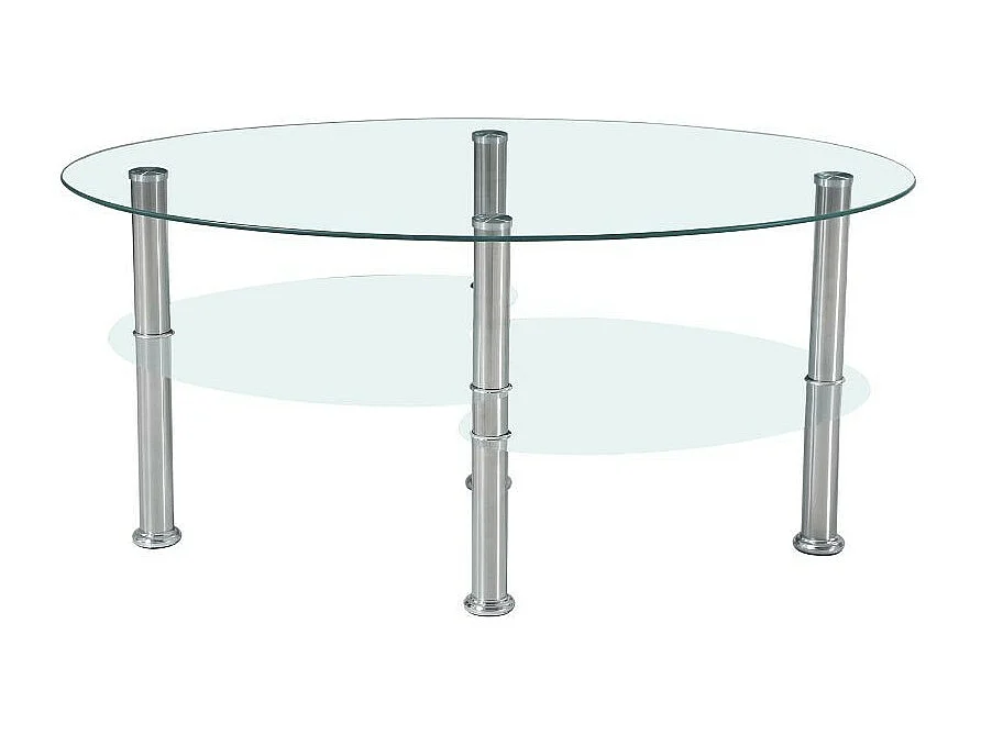 Tavolino ovale da salotto con 3 piani in vetro 90x55x45 Mimas