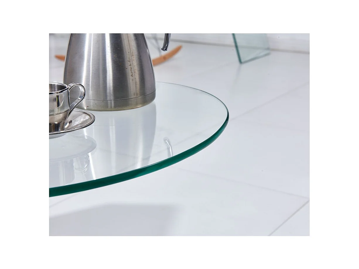 Tavolino ovale da salotto in vetro temperato con ruote Salice 54x45x53H