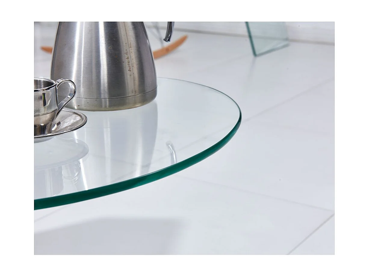 Tavolino ovale da salotto in vetro temperato con ruote Salice 54x45x53H