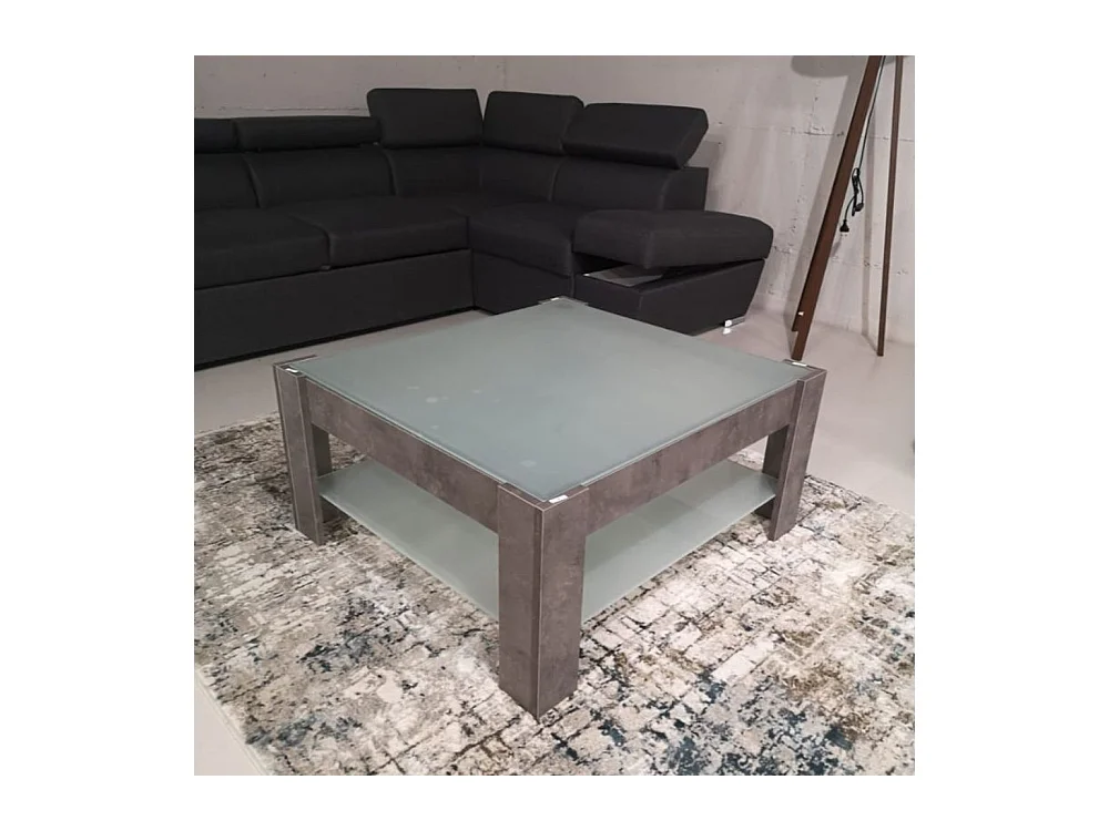 Tavolino da salotto con doppio ripiano in vetro Homy colore cemento
