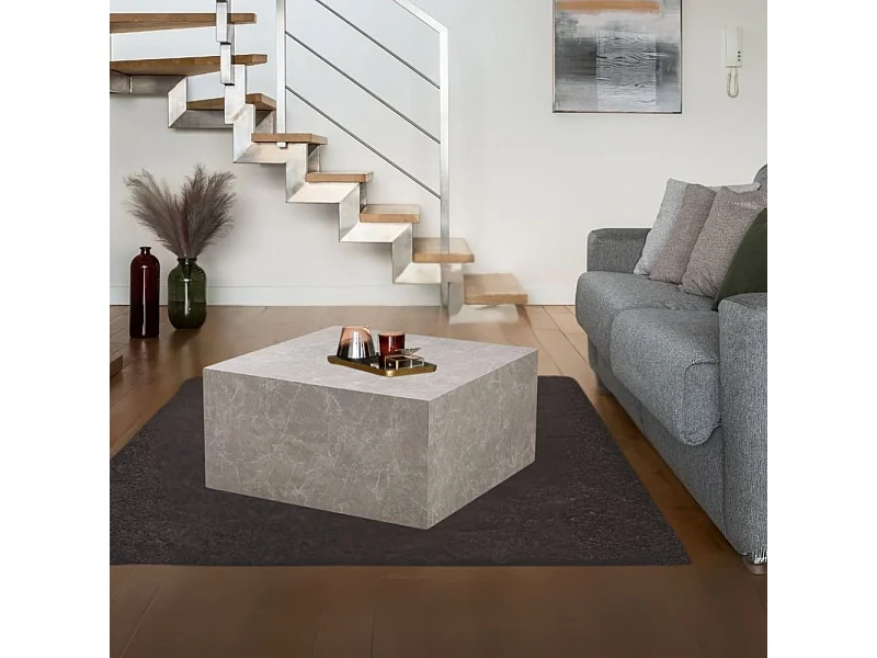 Tavolino quadrato da salotto effetto marmo beige Lola 80x80x40H