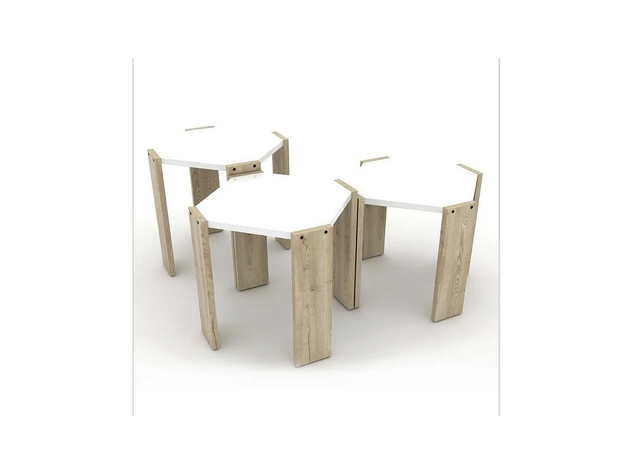 Tavolino da salotto impilabile Nido Hansel colore rovere bianco