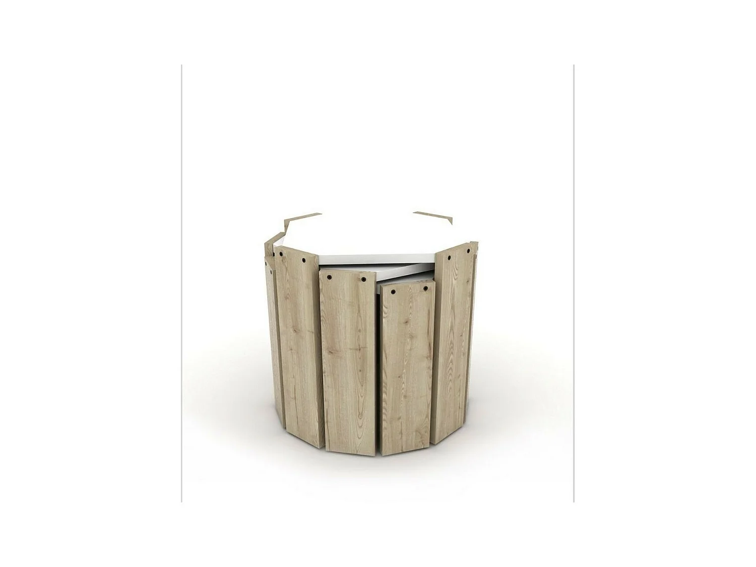 Tavolino da salotto impilabile Nido Hansel colore rovere bianco