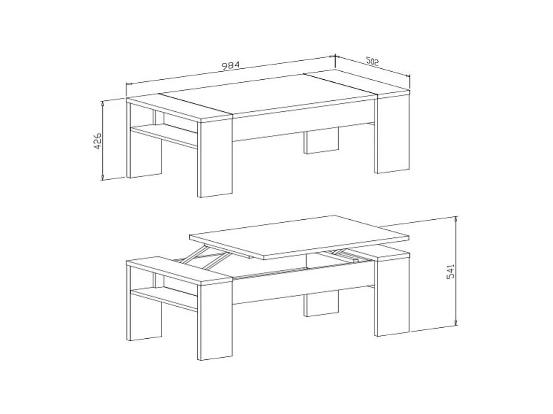 Tavolino contenitore Tinus con piano sollevabile colore noce eastwood e spatolato