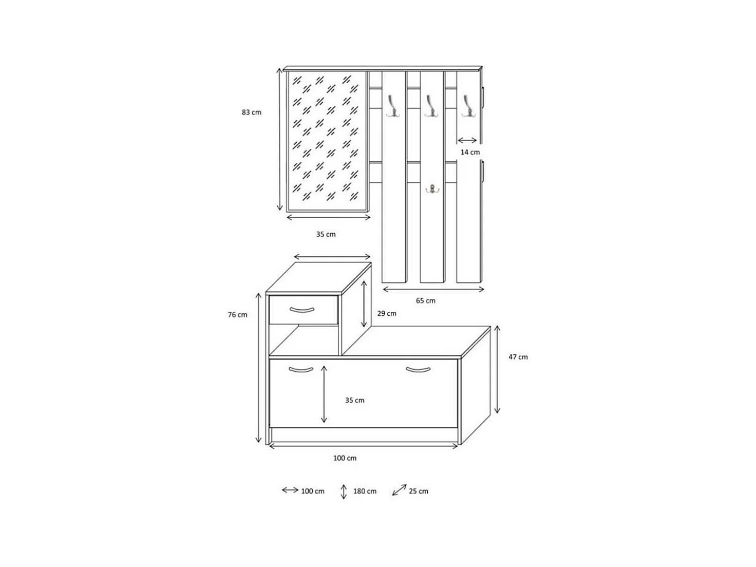 Mobile ingresso Rudolf colore bianco consumato