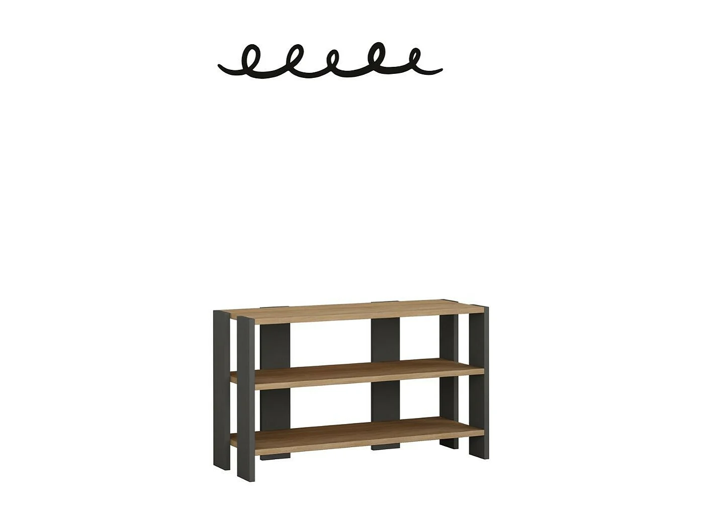 Ingresso scarpiera rovere antracite Tono con appendiabiti nero