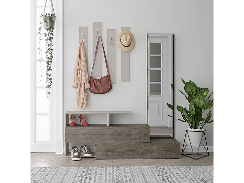 Mobile ingresso con specchio Ramda colore tortora dark coffee