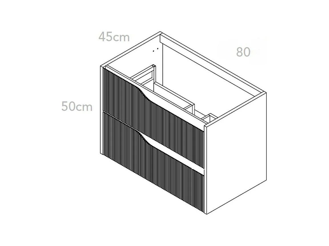 Mobile bagno sospeso Soho colore bianco opaco con cassetti effetto cannettato 80x45x50H