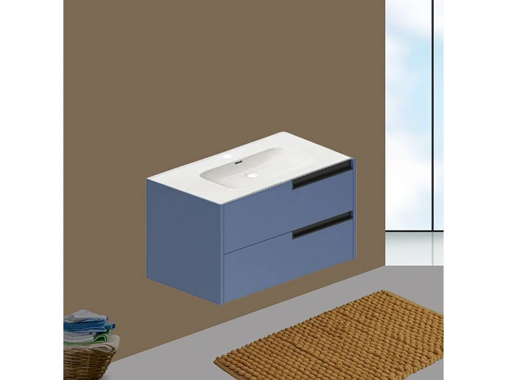 Mobile bagno sospeso Modular colore azzurro con cassetti 80x45x50H