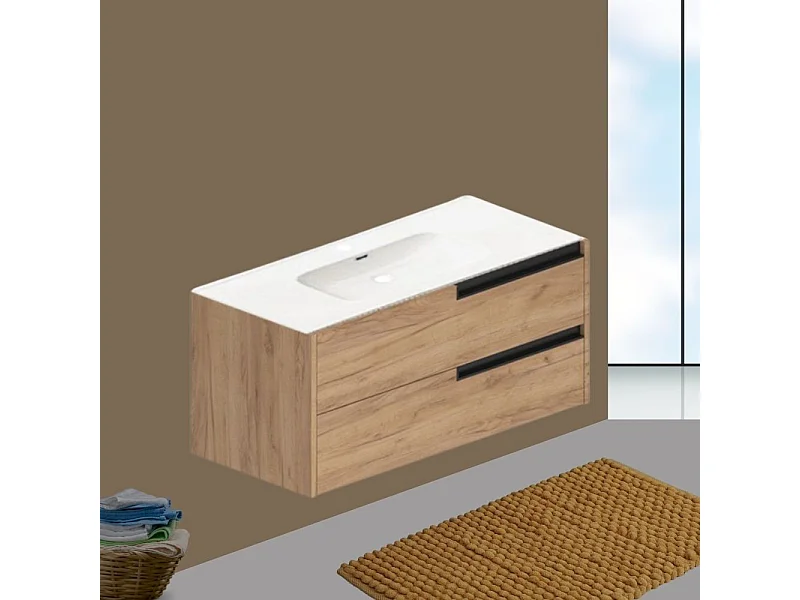 Mobile bagno sospeso Modular colore rovere miele con cassetti 100x45x50H