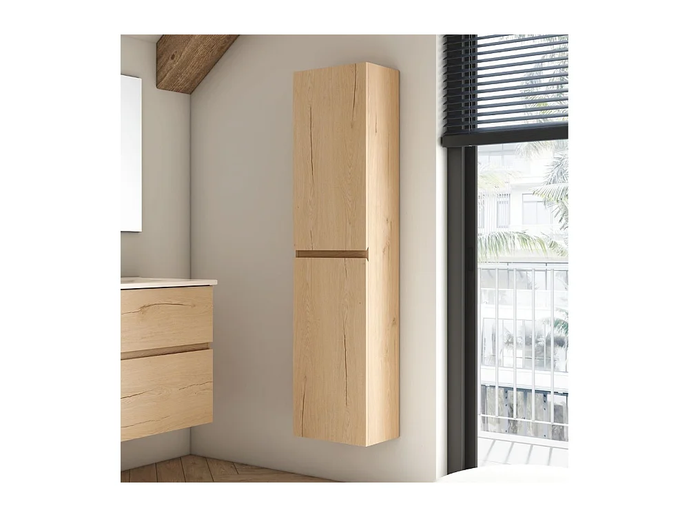 Colonna pensile sospesa bagno colore rovere Londres 2 ante 35x31x150H