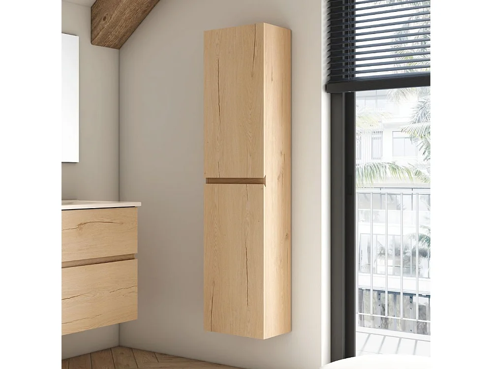 Colonna pensile sospesa bagno colore rovere Londres 2 ante 35x31x150H