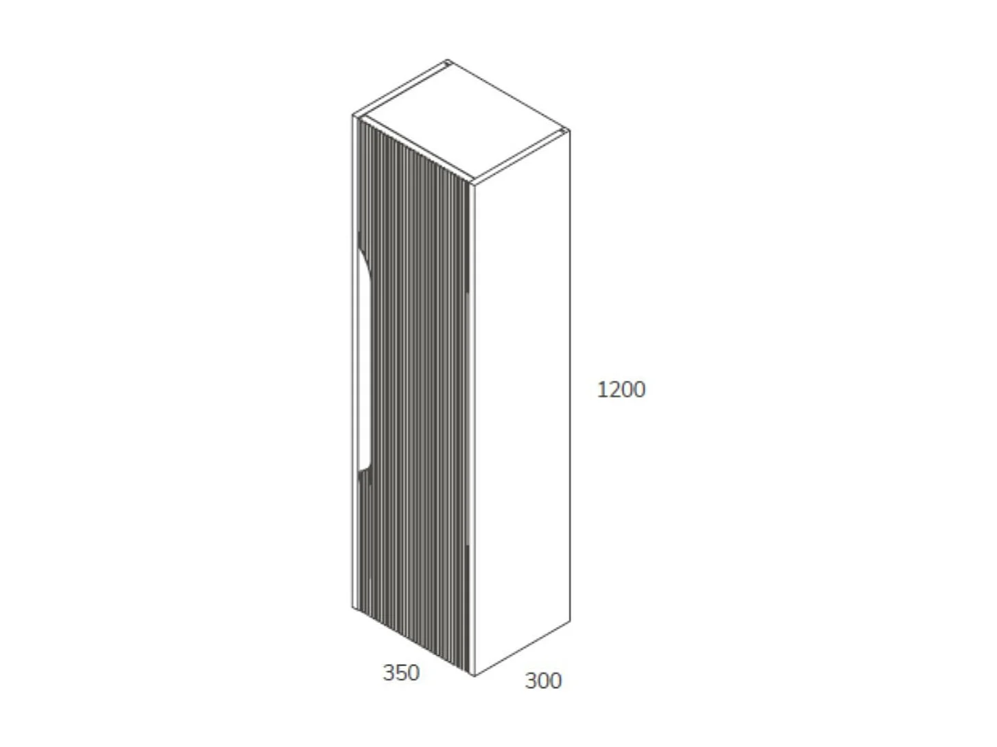 Colonna bagno sospesa Soho colore azzurro opaco effetto cannettato 35x30x120H