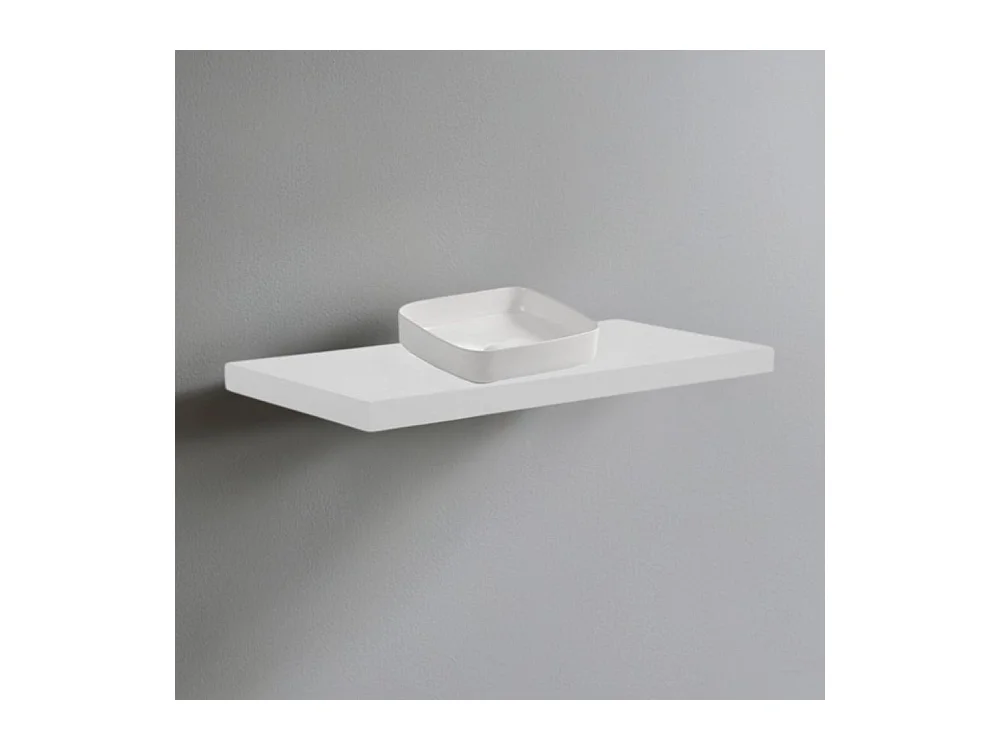 Mensolone da bagno bianco 120x47 con lavabo da appoggio bianco: minimalismo e funzionalità per un bagno moderno