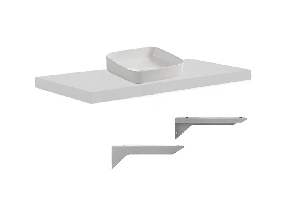 Mensolone da bagno bianco 120x47 con lavabo da appoggio bianco: minimalismo e funzionalità per un bagno moderno