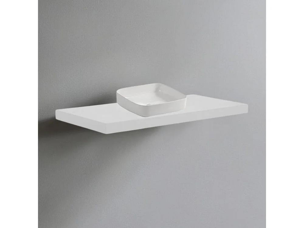 Mensolone da bagno bianco 120x47 con lavabo da appoggio bianco: minimalismo e funzionalità per un bagno moderno