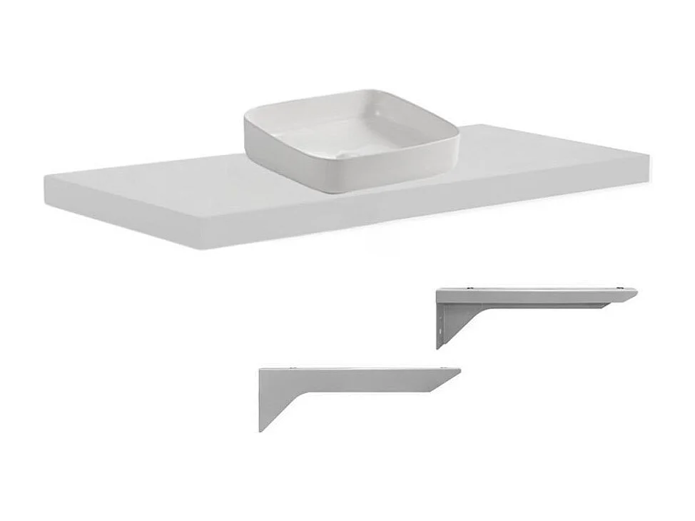 Mensolone da bagno bianco 120x47 con lavabo da appoggio bianco: minimalismo e funzionalità per un bagno moderno