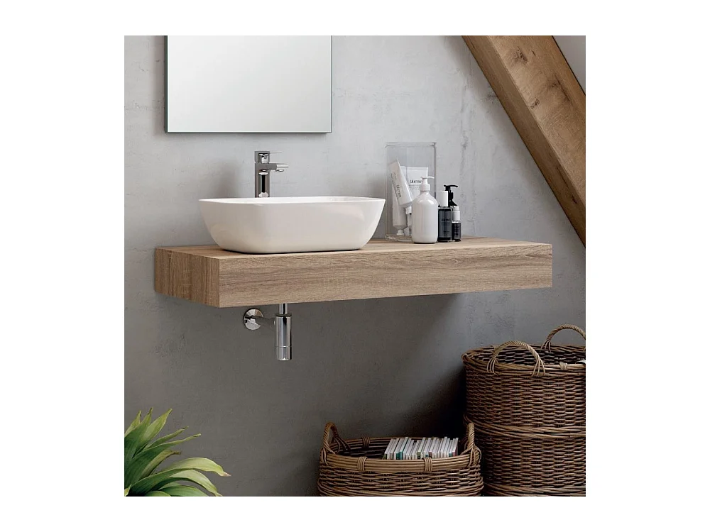 Mensola bagno rovere cambrian per lavabo d'appoggio Ely 120x45: eleganza e funzionalità per il tuo bagno