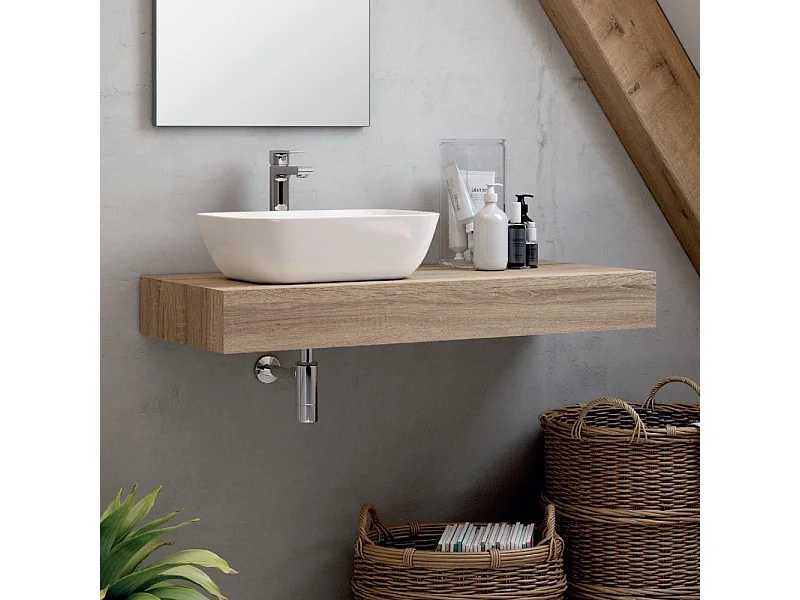 Mensola bagno rovere cambrian per lavabo d'appoggio Ely 120x45: eleganza e funzionalità per il tuo bagno