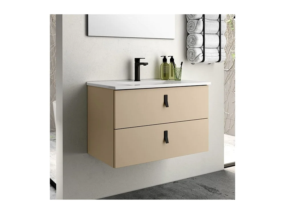 Mobile bagno sospeso colore cappuccino 2 cassetti Invicta 60x45x48H