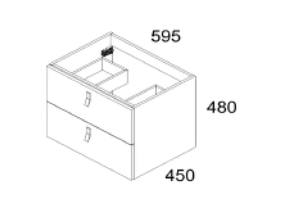 Mobile bagno sospeso colore cappuccino 2 cassetti Invicta 60x45x48H