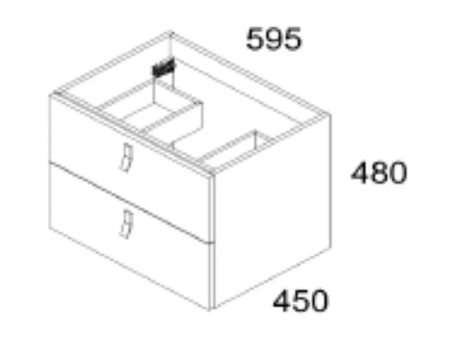 Mobile bagno sospeso colore cappuccino 2 cassetti Invicta 60x45x48H