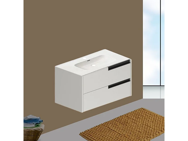 Mobile bagno sospeso Modular colore cashmere con cassetti 80x45x50H