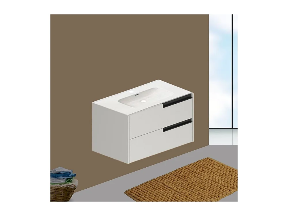 Mobile bagno sospeso Modular colore cashmere con cassetti 80x45x50H