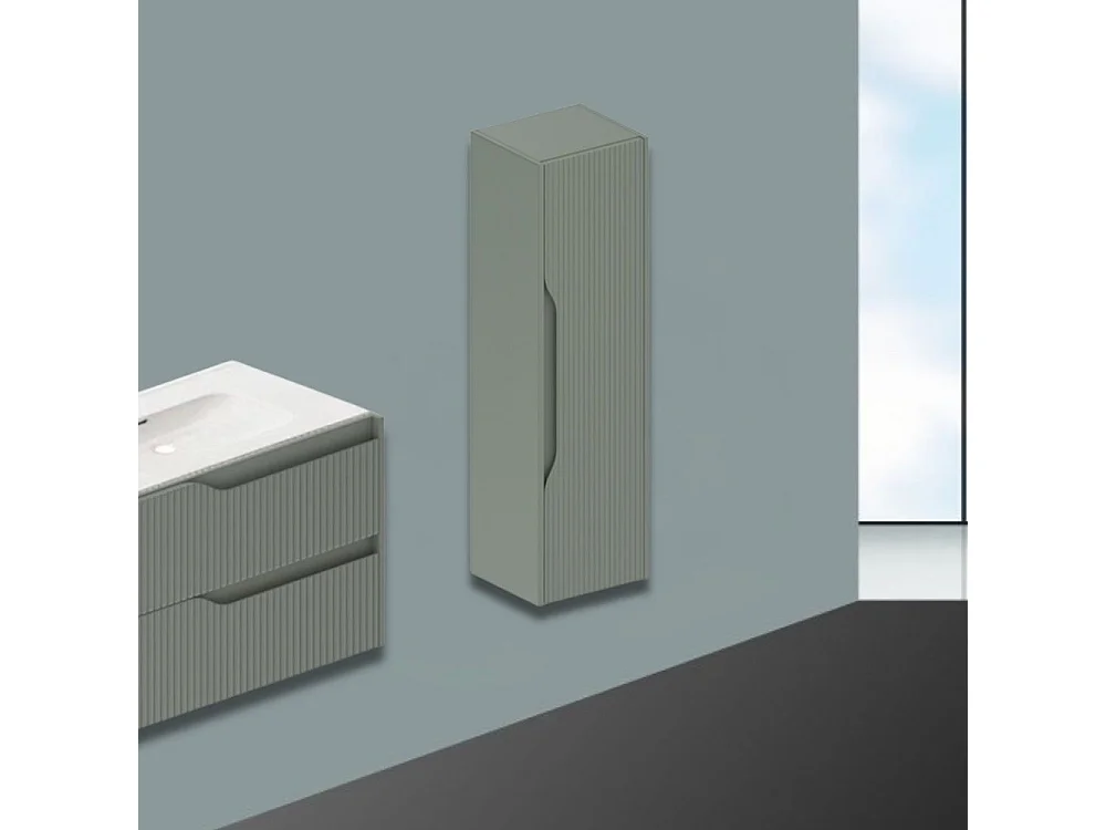 Colonna bagno sospesa Soho colore verde opaco effetto cannettato 35x30x120H