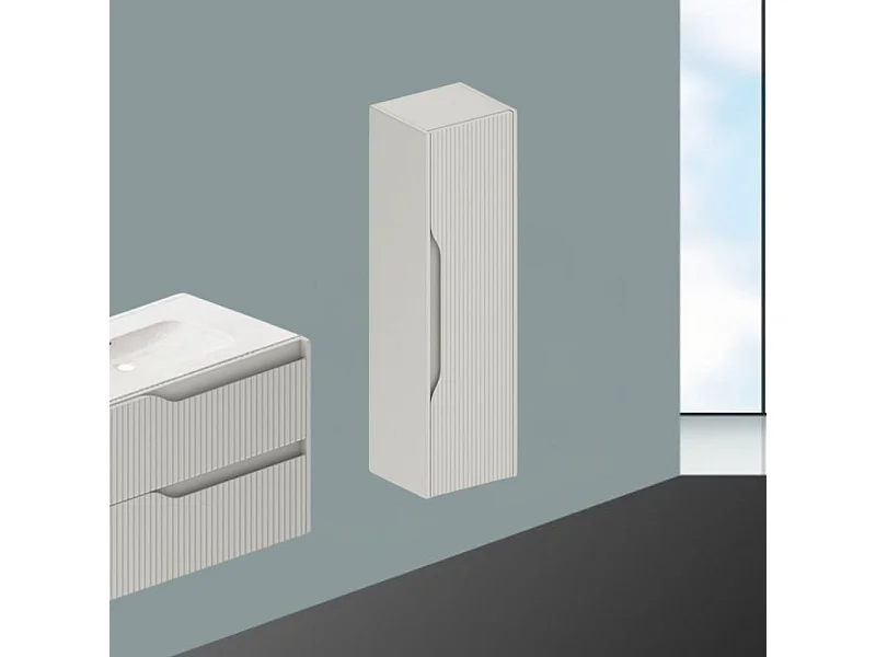 Colonna bagno sospesa Soho colore cashmere opaco effetto cannettato 35x30x120H