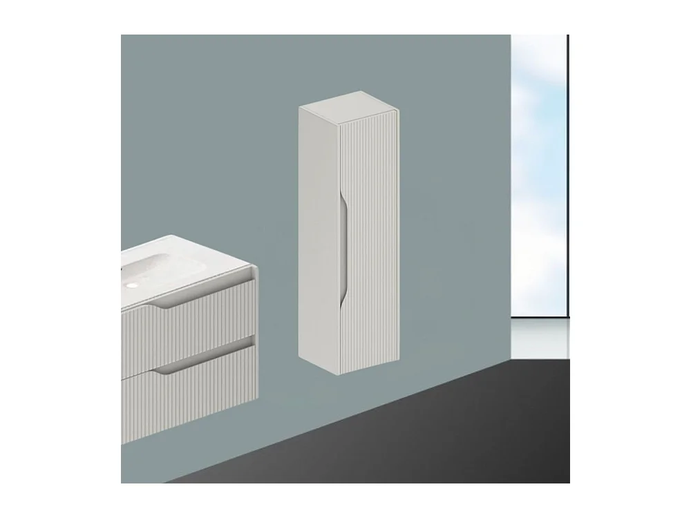 Colonna bagno sospesa Soho colore cashmere opaco effetto cannettato 35x30x120H