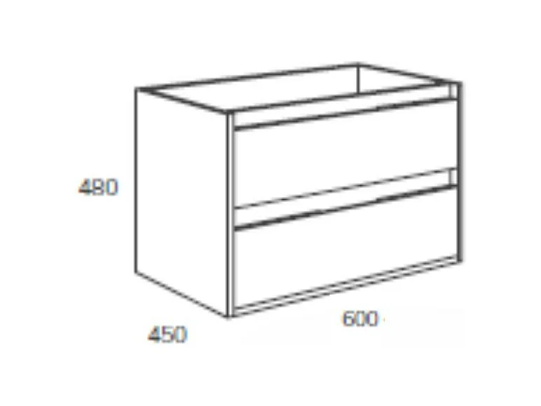 Mobile bagno sospeso Bolton colore bianco laccato lucido 60x45x48H 2 cassetti: design moderno e funzionalità