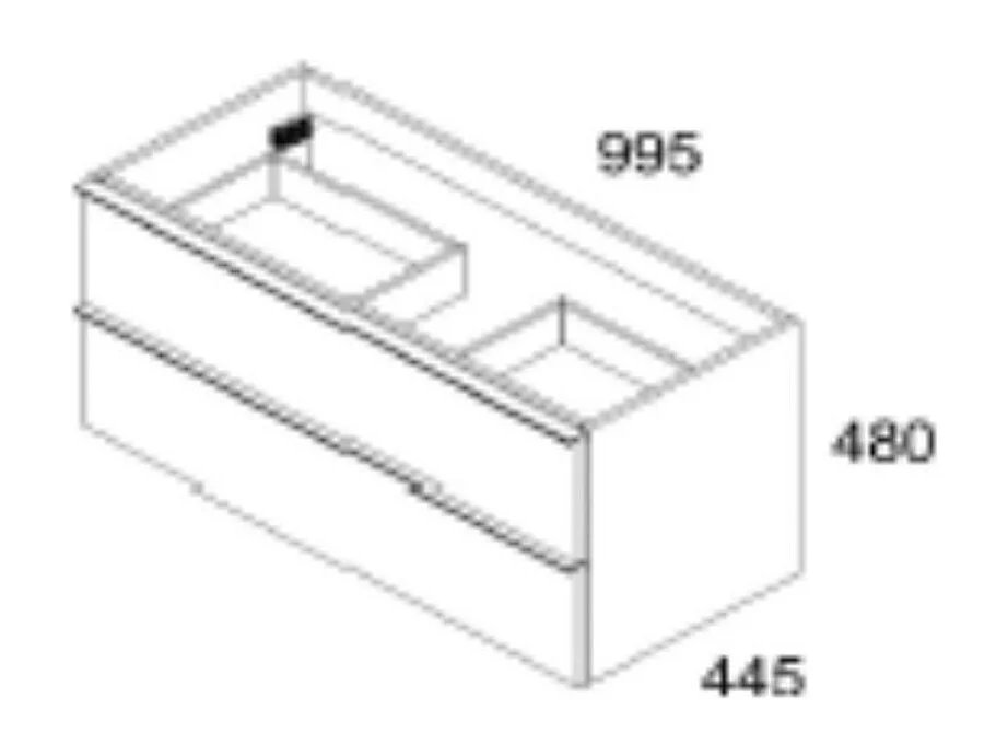 Mobile bagno sospeso noce effetto cannettato Senda con 2 cassettoni 100x45.5x48H