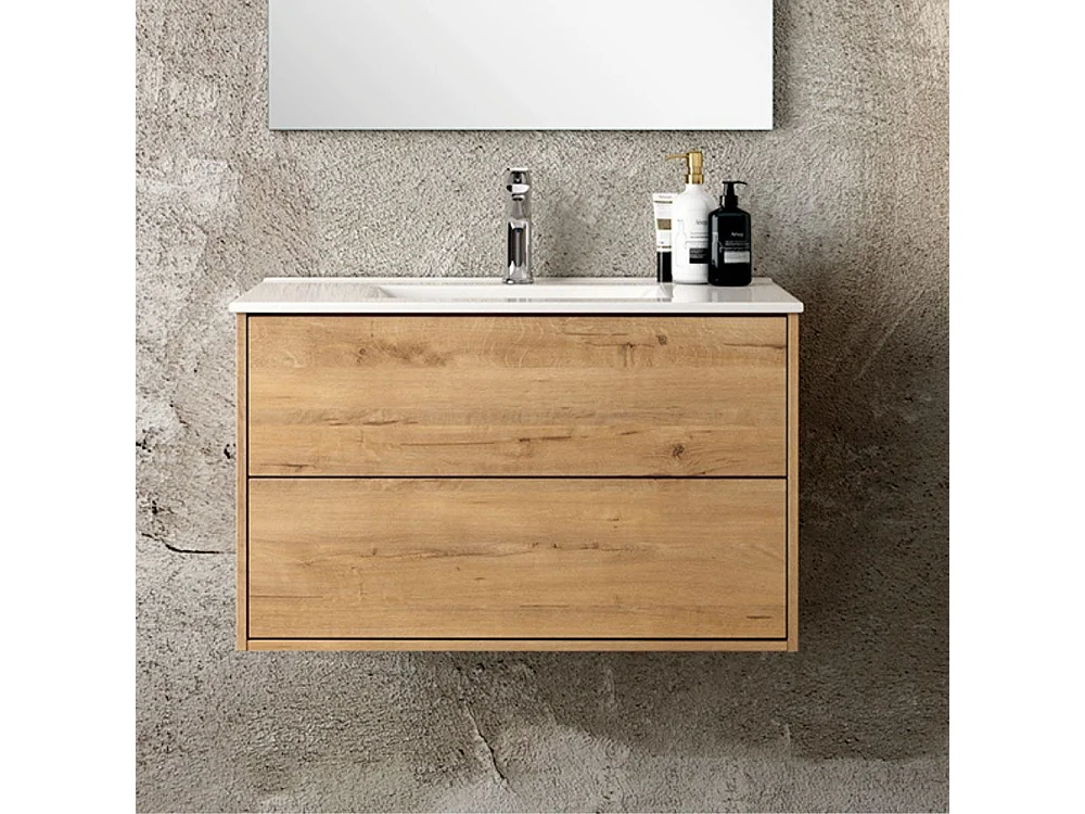 Mobile bagno sospeso colore rovere quercia Push: design e funzionalità 80x45x48H