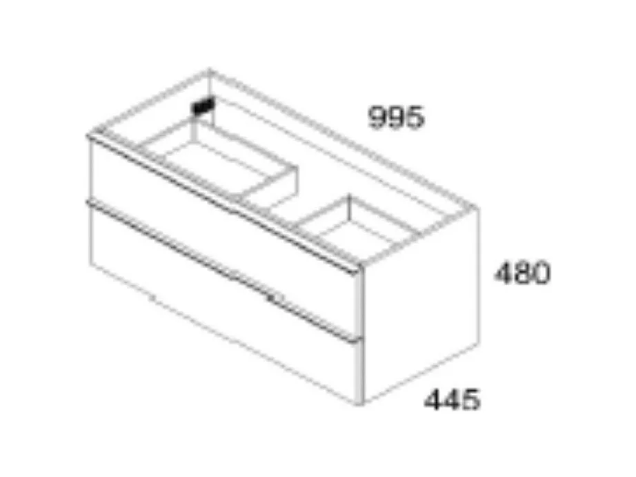 Mobile bagno sospeso rovere chiaro effetto cannettato Senda con 2 cassettoni 100x45.5x48H