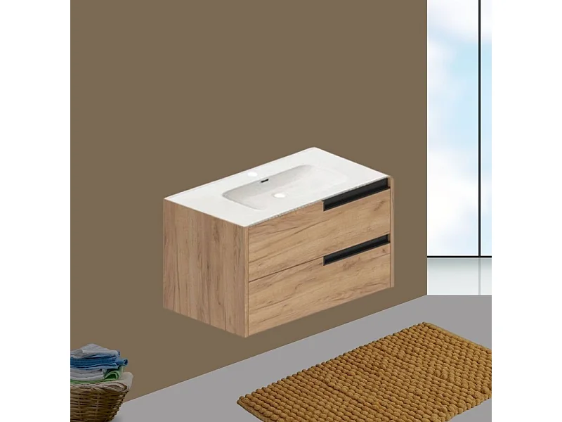 Mobile bagno sospeso Modular colore rovere miele con cassetti 80x45x50H