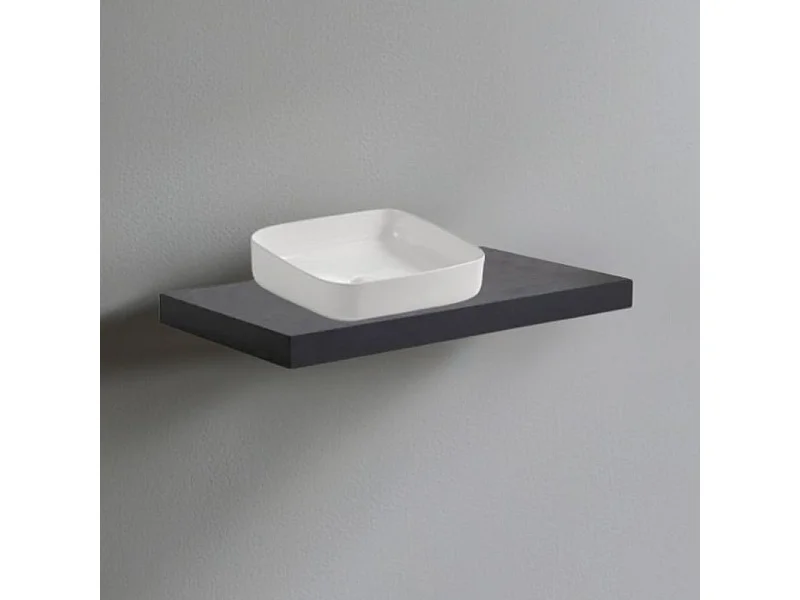 Mensolone da bagno antracite 80x48 con lavabo da appoggio bianco: minimalismo e funzionalità per un bagno moderno