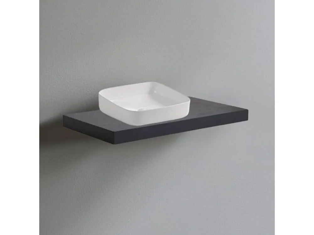 Mensolone da bagno antracite 80x48 con lavabo da appoggio bianco: minimalismo e funzionalità per un bagno moderno