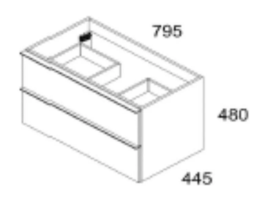 Mobile bagno sospeso noce effetto cannettato Senda con 2 cassettoni 80x45.5x48H