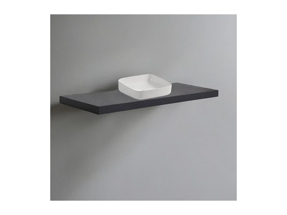 Mensolone da bagno antracite 120x47 con lavabo da appoggio bianco: minimalismo e funzionalità per un bagno moderno