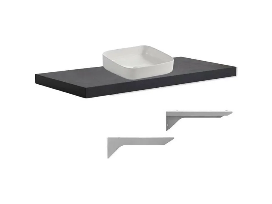 Mensolone da bagno antracite 120x47 con lavabo da appoggio bianco: minimalismo e funzionalità per un bagno moderno