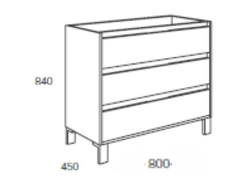 Mobile bagno Bolton colore cemento 80x45x84H con 3 cassetti: design moderno e funzionalità senza compromessi
