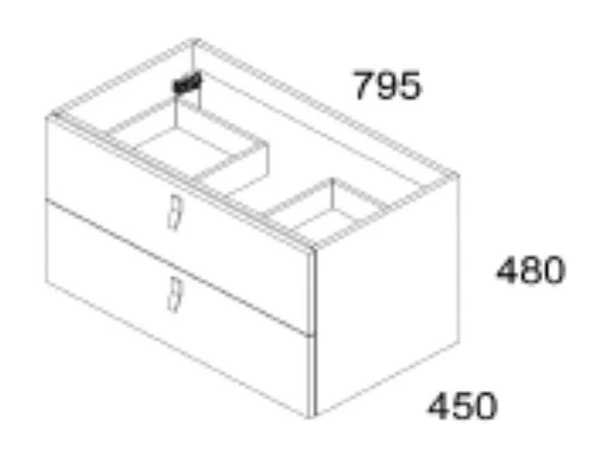 Mobile bagno sospeso colore cappuccino 2 cassetti Invicta 80x45x48H