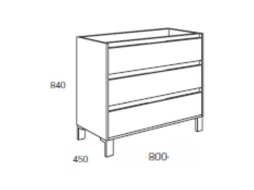 Mobile bagno Bolton colore bianco laccato lucido 80x45x84H con 3 cassetti: design moderno e funzionalità senza compromessi