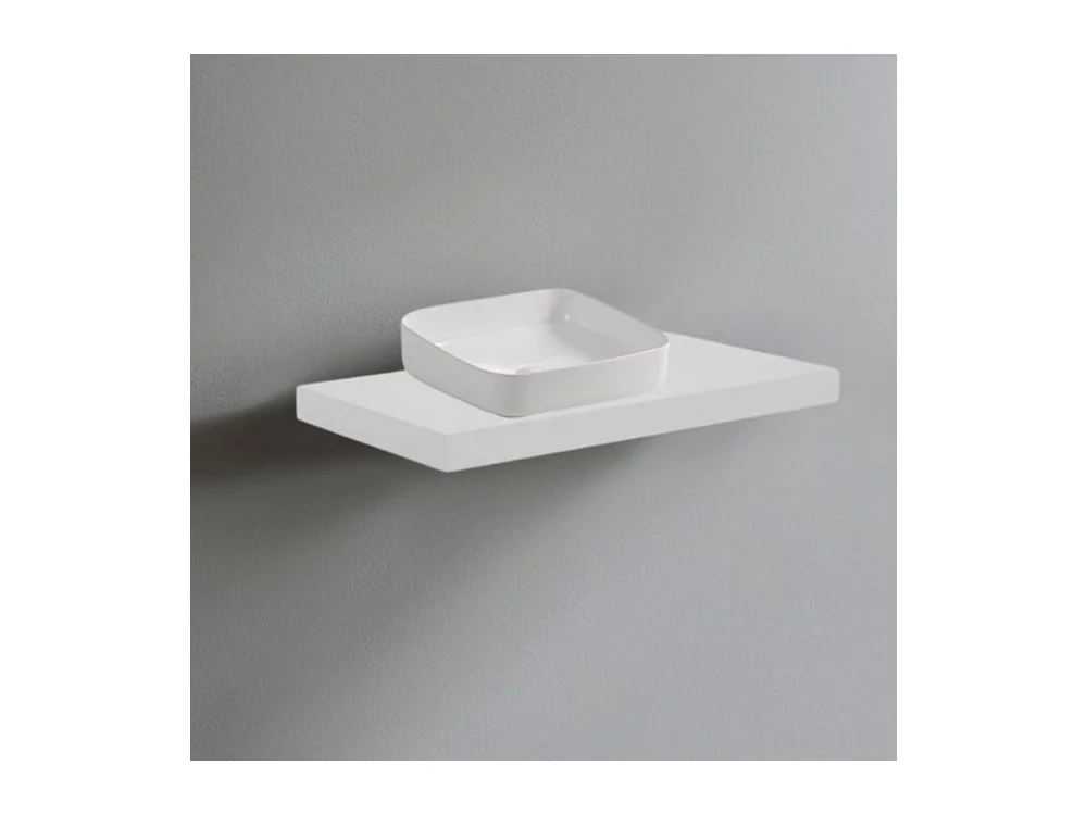 Mensolone da bagno bianco 80x48 con lavabo da appoggio bianco: minimalismo e funzionalità per un bagno moderno