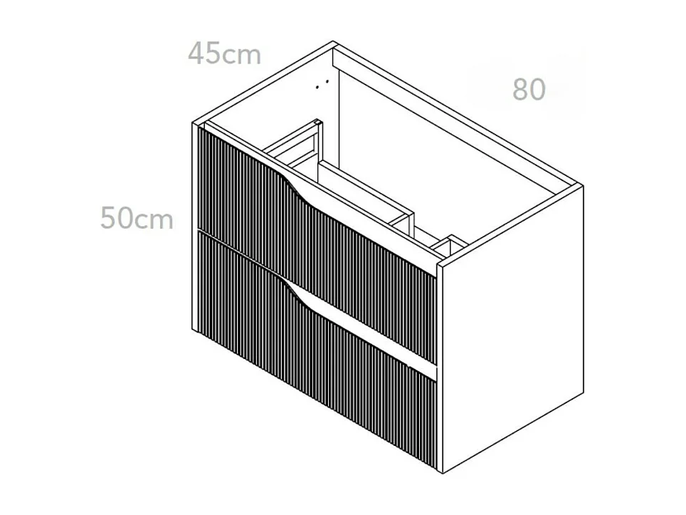 Mobile bagno sospeso Soho colore verde opaco con cassetti effetto cannettato 80x45x50H