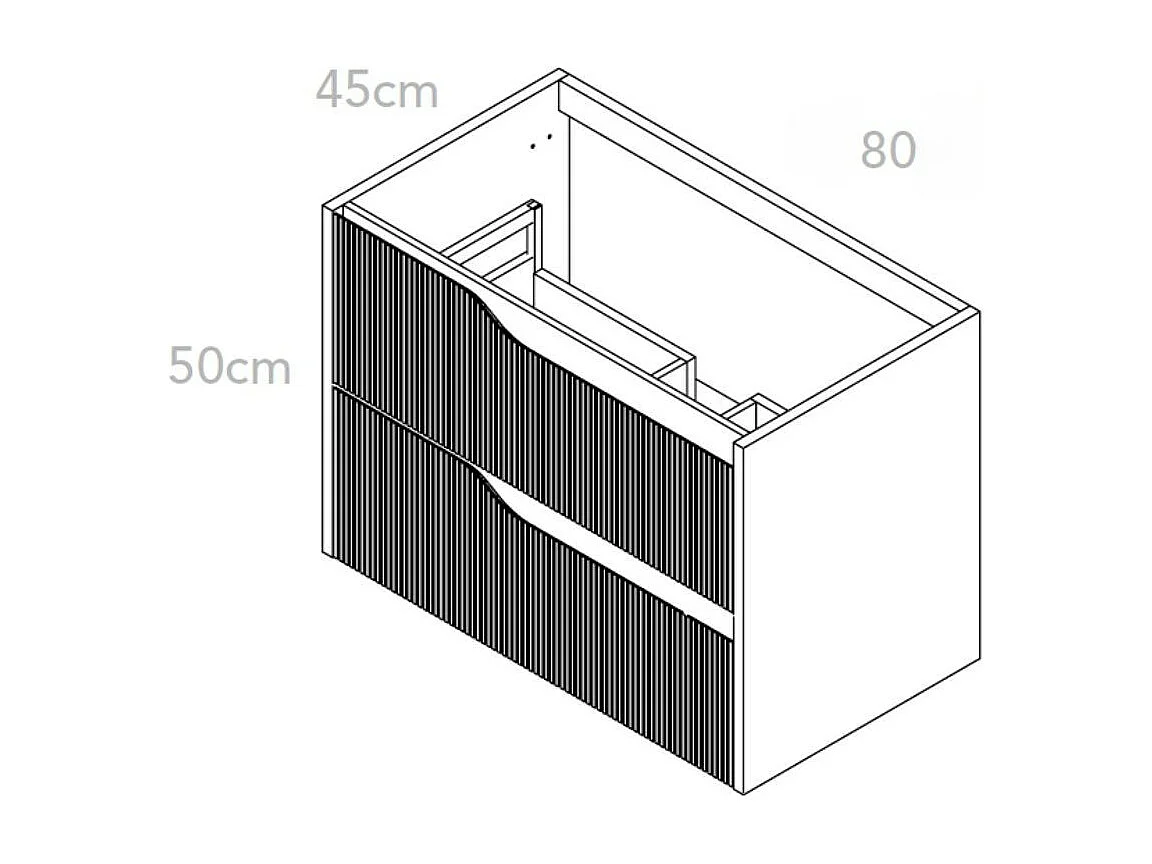 Mobile bagno sospeso Soho colore verde opaco con cassetti effetto cannettato 80x45x50H
