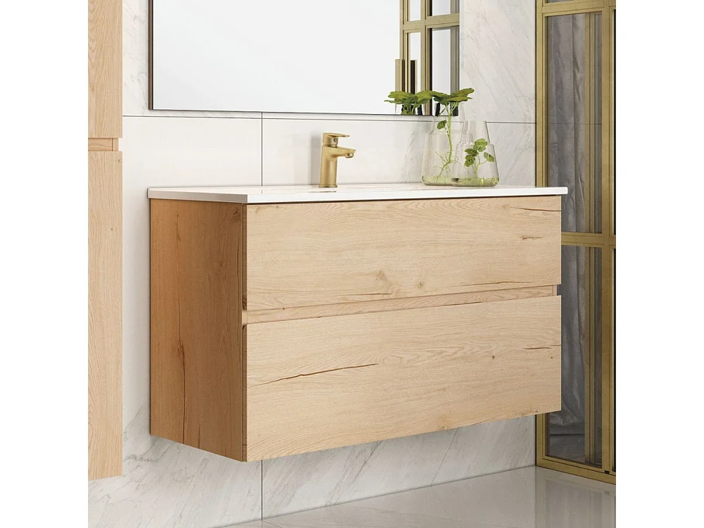 Mobile bagno sospeso rovere Londres 2 cassetti 100x45x59H